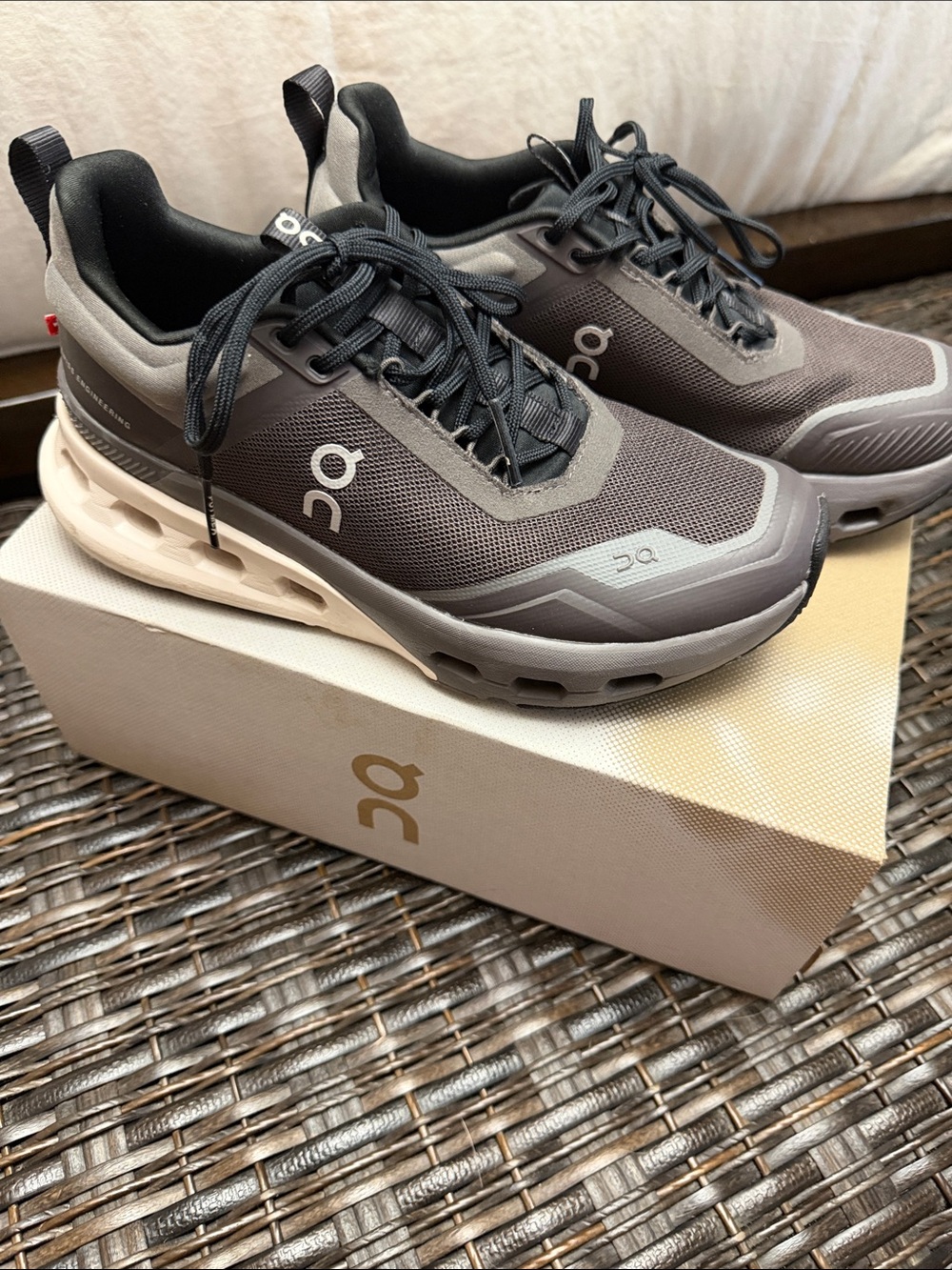 On Running Women’s Cloudnova Athletic Sneakers in Dark Gray and Beige